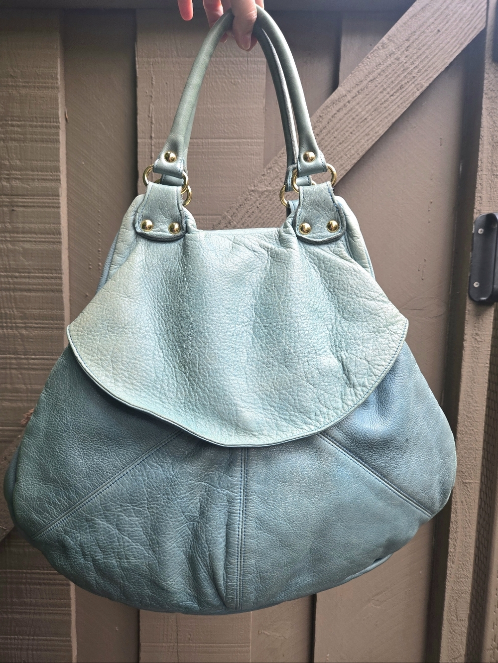 Vintage Y2K Foley + Corinna Teal Green Leather Hobo Shoulder RE Balenciaga City - Picture 17 of 17